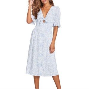 Lost + Wander Wander My Way Tie Front Midi Dress Size S